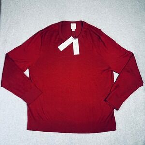Calvin Klein Men Red Crew Neck Extra Soft Merino Wool Blend Sweater XL NEW‎